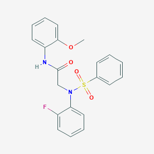 molecular formula C21H19FN2O4S B3542892 N~2~-(2-fluorophenyl)-N~1~-(2-methoxyphenyl)-N~2~-(phenylsulfonyl)glycinamide 