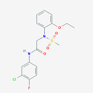 molecular formula C17H18ClFN2O4S B3542895 N-(3-chloro-4-fluorophenyl)-N~2~-(2-ethoxyphenyl)-N~2~-(methylsulfonyl)glycinamide 