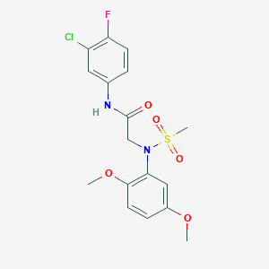 molecular formula C17H18ClFN2O5S B3542911 N~1~-(3-chloro-4-fluorophenyl)-N~2~-(2,5-dimethoxyphenyl)-N~2~-(methylsulfonyl)glycinamide 