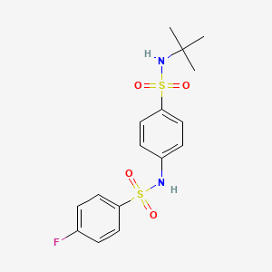 molecular formula C16H19FN2O4S2 B3542947 N-TERT-BUTYL-4-(4-FLUOROBENZENESULFONAMIDO)BENZENE-1-SULFONAMIDE 