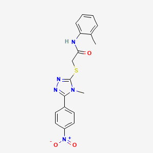 molecular formula C18H17N5O3S B3542984 2-{[4-methyl-5-(4-nitrophenyl)-4H-1,2,4-triazol-3-yl]sulfanyl}-N-(2-methylphenyl)acetamide 