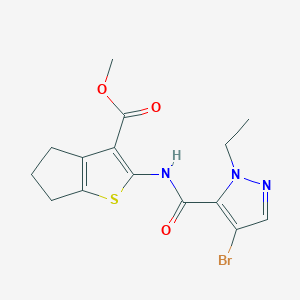 molecular formula C15H16BrN3O3S B3543016 methyl 2-{[(4-bromo-1-ethyl-1H-pyrazol-5-yl)carbonyl]amino}-5,6-dihydro-4H-cyclopenta[b]thiophene-3-carboxylate 