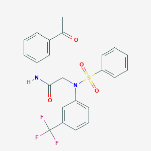 molecular formula C23H19F3N2O4S B3543088 N-(3-acetylphenyl)-N~2~-(phenylsulfonyl)-N~2~-[3-(trifluoromethyl)phenyl]glycinamide 