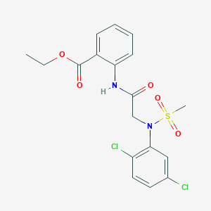molecular formula C18H18Cl2N2O5S B3543108 ethyl 2-{[N-(2,5-dichlorophenyl)-N-(methylsulfonyl)glycyl]amino}benzoate 
