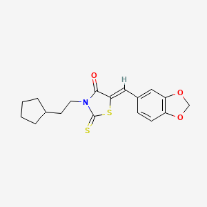 molecular formula C18H19NO3S2 B3543129 5-(1,3-benzodioxol-5-ylmethylene)-3-(2-cyclopentylethyl)-2-thioxo-1,3-thiazolidin-4-one 