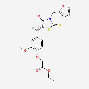 molecular formula C20H19NO6S2 B3543190 ethyl (4-{[3-(2-furylmethyl)-4-oxo-2-thioxo-1,3-thiazolidin-5-ylidene]methyl}-2-methoxyphenoxy)acetate 