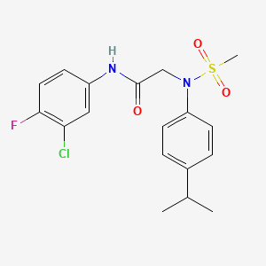 molecular formula C18H20ClFN2O3S B3543198 N-(3-chloro-4-fluorophenyl)-2-(N-methylsulfonyl-4-propan-2-ylanilino)acetamide 