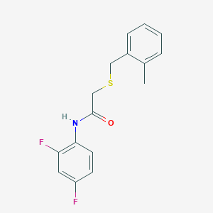 molecular formula C16H15F2NOS B3543215 N-(2,4-difluorophenyl)-2-[(2-methylbenzyl)thio]acetamide 