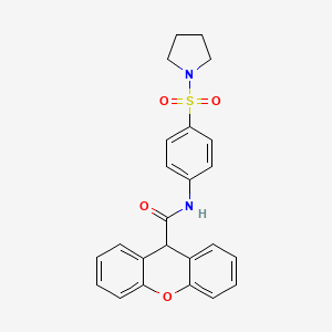 molecular formula C24H22N2O4S B3543424 N-[4-(PYRROLIDINE-1-SULFONYL)PHENYL]-9H-XANTHENE-9-CARBOXAMIDE 