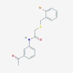 molecular formula C17H16BrNO2S B3543442 N-(3-acetylphenyl)-2-[(2-bromobenzyl)thio]acetamide 