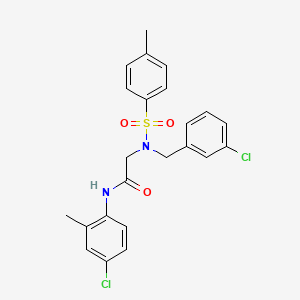 molecular formula C23H22Cl2N2O3S B3543449 N-(4-chloro-2-methylphenyl)-2-[(3-chlorophenyl)methyl-(4-methylphenyl)sulfonylamino]acetamide 