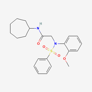 molecular formula C22H28N2O4S B3543454 N-cycloheptyl-N~2~-(2-methoxyphenyl)-N~2~-(phenylsulfonyl)glycinamide 