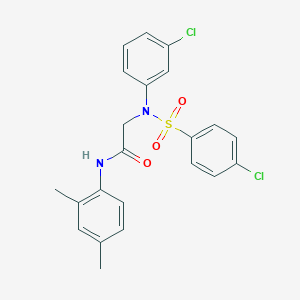 molecular formula C22H20Cl2N2O3S B3543531 N~2~-(3-chlorophenyl)-N~2~-[(4-chlorophenyl)sulfonyl]-N~1~-(2,4-dimethylphenyl)glycinamide 