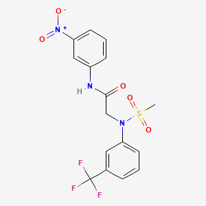 molecular formula C16H14F3N3O5S B3543554 N~2~-(methylsulfonyl)-N-(3-nitrophenyl)-N~2~-[3-(trifluoromethyl)phenyl]glycinamide 