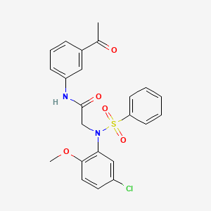 molecular formula C23H21ClN2O5S B3543618 N-(3-acetylphenyl)-2-[N-(benzenesulfonyl)-5-chloro-2-methoxyanilino]acetamide 