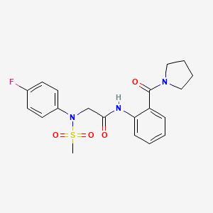 molecular formula C20H22FN3O4S B3543620 N~2~-(4-fluorophenyl)-N~2~-(methylsulfonyl)-N~1~-[2-(1-pyrrolidinylcarbonyl)phenyl]glycinamide 
