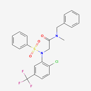 molecular formula C23H20ClF3N2O3S B3543624 N-BENZYL-2-{N-[2-CHLORO-5-(TRIFLUOROMETHYL)PHENYL]BENZENESULFONAMIDO}-N-METHYLACETAMIDE 