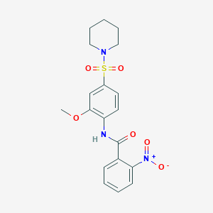 molecular formula C19H21N3O6S B3543679 N-[2-methoxy-4-(1-piperidinylsulfonyl)phenyl]-2-nitrobenzamide 