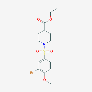 molecular formula C15H20BrNO5S B3543699 ethyl 1-[(3-bromo-4-methoxyphenyl)sulfonyl]-4-piperidinecarboxylate 