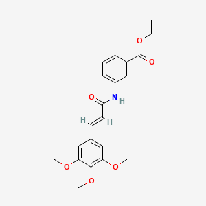 molecular formula C21H23NO6 B3543743 ETHYL 3-{[(E)-3-(3,4,5-TRIMETHOXYPHENYL)-2-PROPENOYL]AMINO}BENZOATE 