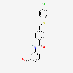 molecular formula C22H18ClNO2S B3543758 N-(3-acetylphenyl)-4-{[(4-chlorophenyl)thio]methyl}benzamide 