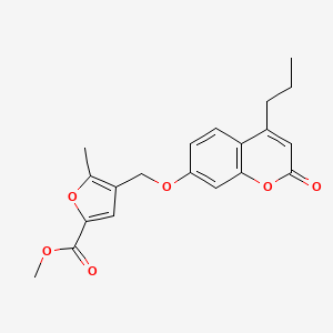 molecular formula C20H20O6 B3543787 methyl 5-methyl-4-{[(2-oxo-4-propyl-2H-chromen-7-yl)oxy]methyl}-2-furoate 