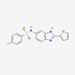 molecular formula C18H15N3O3S B3543887 N-[2-(2-furyl)-1H-benzimidazol-5-yl]-4-methylbenzenesulfonamide 