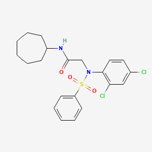 molecular formula C21H24Cl2N2O3S B3543928 N~1~-cycloheptyl-N~2~-(2,4-dichlorophenyl)-N~2~-(phenylsulfonyl)glycinamide 
