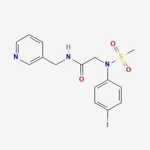 molecular formula C15H16IN3O3S B3543996 2-(4-iodo-N-methylsulfonylanilino)-N-(pyridin-3-ylmethyl)acetamide 