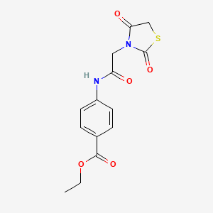 molecular formula C14H14N2O5S B3544037 ethyl 4-[[2-(2,4-dioxo-1,3-thiazolidin-3-yl)acetyl]amino]benzoate 