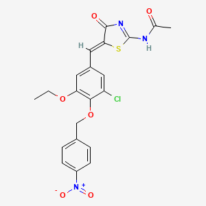molecular formula C21H18ClN3O6S B3544075 N-[(5Z)-5-{3-chloro-5-ethoxy-4-[(4-nitrobenzyl)oxy]benzylidene}-4-oxo-4,5-dihydro-1,3-thiazol-2-yl]acetamide 