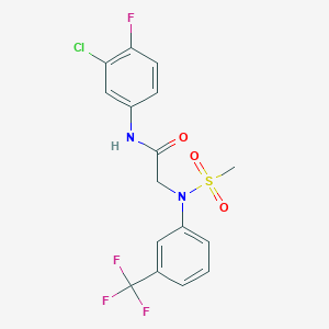 molecular formula C16H13ClF4N2O3S B3544089 N-(3-chloro-4-fluorophenyl)-2-[N-methylsulfonyl-3-(trifluoromethyl)anilino]acetamide 