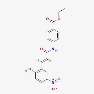 molecular formula C18H16N2O6 B3544122 ethyl 4-[[(E)-3-(2-hydroxy-5-nitrophenyl)prop-2-enoyl]amino]benzoate 