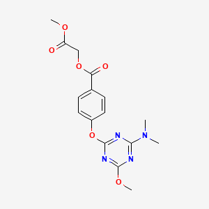 molecular formula C16H18N4O6 B3544152 METHYL 2-(4-{[4-(DIMETHYLAMINO)-6-METHOXY-1,3,5-TRIAZIN-2-YL]OXY}BENZOYLOXY)ACETATE 