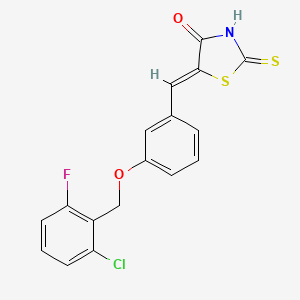 molecular formula C17H11ClFNO2S2 B3544320 (5Z)-5-[[3-[(2-chloro-6-fluorophenyl)methoxy]phenyl]methylidene]-2-sulfanylidene-1,3-thiazolidin-4-one 