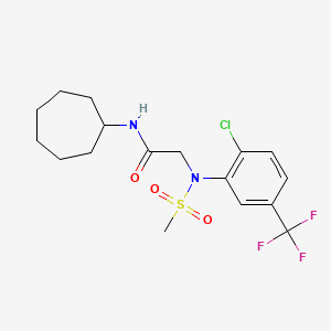 molecular formula C17H22ClF3N2O3S B3544362 N~2~-[2-chloro-5-(trifluoromethyl)phenyl]-N~1~-cycloheptyl-N~2~-(methylsulfonyl)glycinamide 