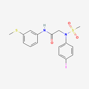 molecular formula C16H17IN2O3S2 B3544376 N~2~-(4-iodophenyl)-N-[3-(methylsulfanyl)phenyl]-N~2~-(methylsulfonyl)glycinamide 