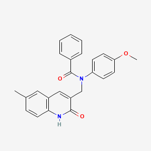 molecular formula C25H22N2O3 B3544465 N-[(2-hydroxy-6-methyl-3-quinolinyl)methyl]-N-(4-methoxyphenyl)benzamide 