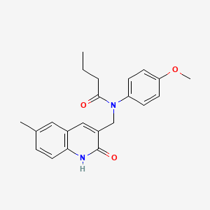 molecular formula C22H24N2O3 B3544540 N-[(2-hydroxy-6-methyl-3-quinolinyl)methyl]-N-(4-methoxyphenyl)butanamide 