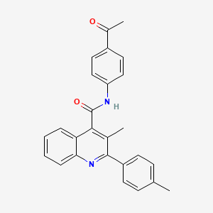 molecular formula C26H22N2O2 B3544603 N-(4-acetylphenyl)-3-methyl-2-(4-methylphenyl)quinoline-4-carboxamide 