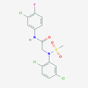 molecular formula C15H12Cl3FN2O3S B3544710 N~1~-(3-chloro-4-fluorophenyl)-N~2~-(2,5-dichlorophenyl)-N~2~-(methylsulfonyl)glycinamide 
