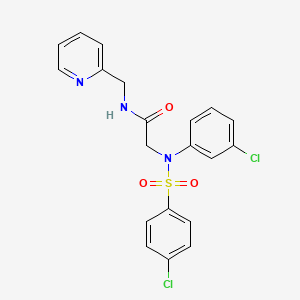 molecular formula C20H17Cl2N3O3S B3544733 N~2~-(3-chlorophenyl)-N~2~-[(4-chlorophenyl)sulfonyl]-N-(pyridin-2-ylmethyl)glycinamide 