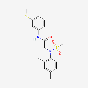molecular formula C18H22N2O3S2 B3544746 N~2~-(2,4-dimethylphenyl)-N~2~-(methylsulfonyl)-N~1~-[3-(methylthio)phenyl]glycinamide 