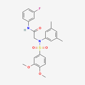 molecular formula C24H25FN2O5S B3544759 N~2~-[(3,4-dimethoxyphenyl)sulfonyl]-N~2~-(3,5-dimethylphenyl)-N~1~-(3-fluorophenyl)glycinamide 
