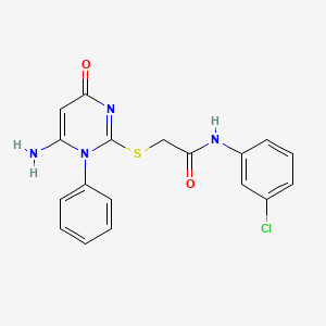 molecular formula C18H15ClN4O2S B3544801 2-[(6-AMINO-4-OXO-1-PHENYL-1,4-DIHYDRO-2-PYRIMIDINYL)SULFANYL]-N-(3-CHLOROPHENYL)ACETAMIDE 