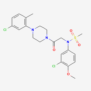 molecular formula C21H25Cl2N3O4S B3544899 N-(3-Chloro-4-methoxy-phenyl)-N-{2-[4-(5-chloro-2-methyl-phenyl)-piperazin-1-yl]-2-oxo-ethyl}-methanesulfonamide 