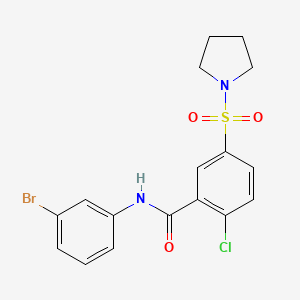 molecular formula C17H16BrClN2O3S B3544965 N-(3-bromophenyl)-2-chloro-5-pyrrolidin-1-ylsulfonylbenzamide 