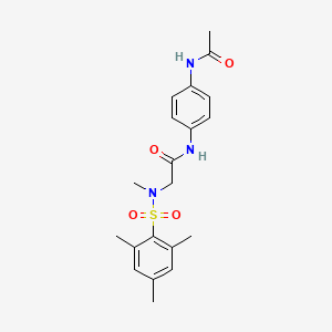 molecular formula C20H25N3O4S B3545085 N-[4-(acetylamino)phenyl]-N~2~-methyl-N~2~-[(2,4,6-trimethylphenyl)sulfonyl]glycinamide 