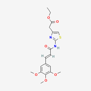 molecular formula C19H22N2O6S B3545173 ETHYL 2-(2-{[(E)-3-(3,4,5-TRIMETHOXYPHENYL)-2-PROPENOYL]AMINO}-1,3-THIAZOL-4-YL)ACETATE 