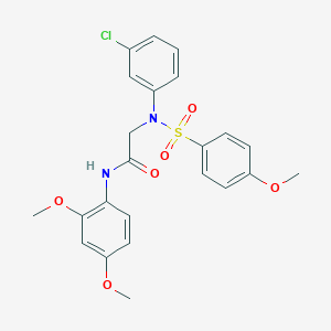 molecular formula C23H23ClN2O6S B3545194 N~2~-(3-chlorophenyl)-N~1~-(2,4-dimethoxyphenyl)-N~2~-[(4-methoxyphenyl)sulfonyl]glycinamide 